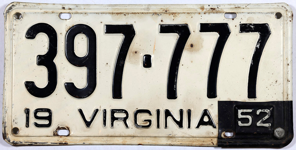 1952 Virginia License Plate | Brandywine General Store