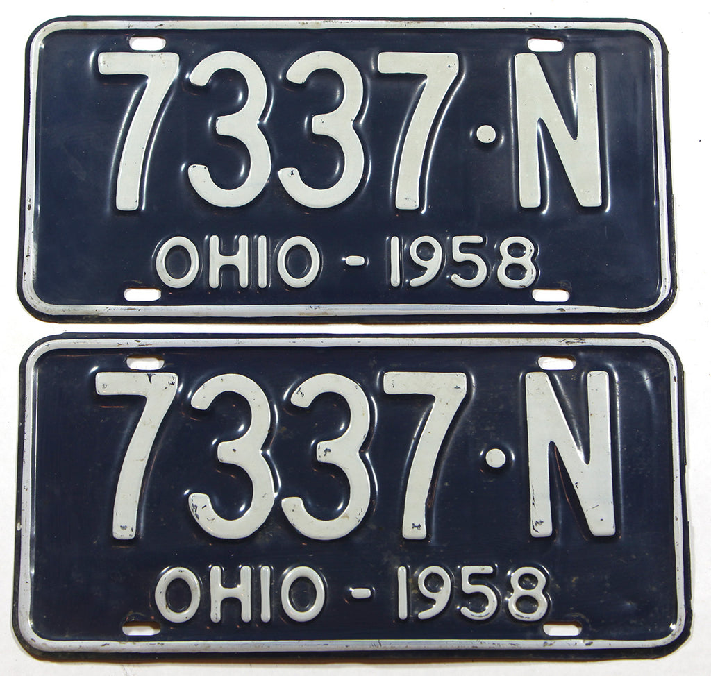 1958 Ohio License Plates | Brandywine General Store