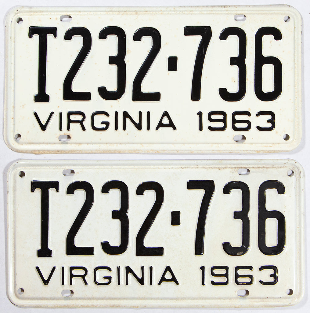 1963 Virginia Truck License Plates | Brandywine General Store