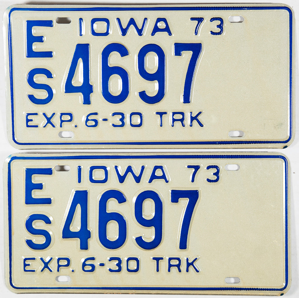 1973 Iowa Truck Half Year License Plates | Brandywine General Store