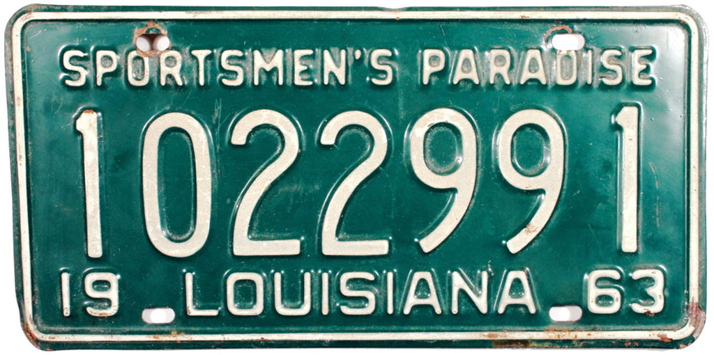 1963 Louisiana License Plate | Brandywine General Store