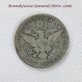 A 1912 Barber Half dollar coin in good condition for sale by Brandywine General Store reverse side of coin