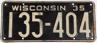 1935 Wisconsin car license plate grading very good