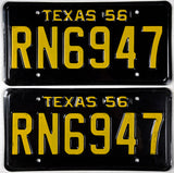 1956 Texas car license plates in excellent minus condition