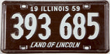 1959 Illinois car license plate grading very good plus