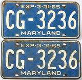 1965 Maryland License Plates