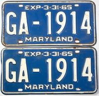 1965 Maryland License Plates