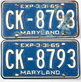 1965 Maryland License Plates