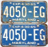 1965 Maryland truck license plates in good plus condition