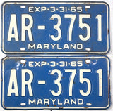 1965 Maryland License Plates