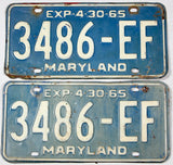 1965 Maryland truck license plates in good plus condition