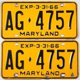 1966 Maryland License Plates