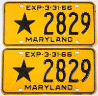 A pair of 1960 Maryland star license plates in very good plus condition