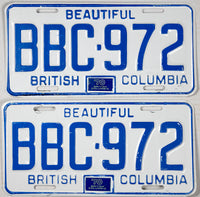 A pair of 1970 British Columbia Canada license plates grading very good plus