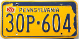 1970 Pennsylvania car license plate grading very good