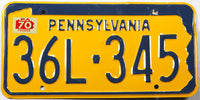 1970 Pennsylvania car license plate grading excellent minus