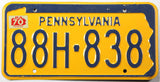 1970 Pennsylvania car license plate grading excellent minus