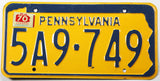 1970 Pennsylvania car license plate grading excellent minus