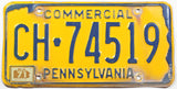 A classic 1971 Pennsylvania Commercial License Plate for sale by Brandywine General Store in very good condition