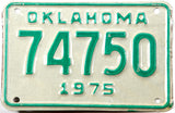 1975 Oklahoma motorcycle license plate grading excellent minus