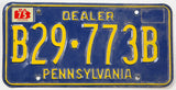 1975 Pennsylvania dealer license plate grading very good plus