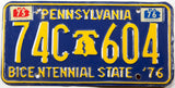 1976 Pennsylvania bicentennial license plate grading very good plus