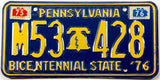 1976 Pennsylvania bicentennial license plate grading very good plus