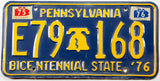 1976 PA car license plate grading very good