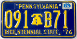 1976 Pennsylvania bicentennial license plate grading excellent minus