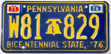 1976 PA car license plate grading very good