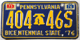 1976 PA car license plate grading very good