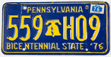 1976 Pennsylvania bicentennial license plate grading excellent minus