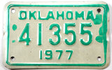 1977 Oklahoma motorcycle license plate grading very good plus