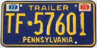 1977 Pennsylvania trailer license plate grading excellent minus