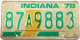 1978 Indiana car license plate grading very good