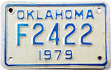 1979 Oklahoma motorcycle license plate grading very good