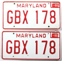 1980 Maryland License Plates