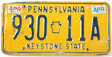 1982 Pennsylvania car license plate grading good plus