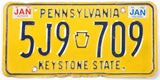 1982 Pennsylvania car license plate grading very good with bent edge