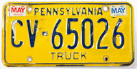 1982 Pennsylvania truck license plate grading good plus with bends