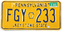 1985 Pennsylvania car license plate grading very good plus