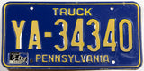A classic 1989 Pennsylvania Truck License Plate for sale by Brandywine General Store in very good plus condition