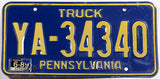 A classic 1989 Pennsylvania Truck License Plate in very good plus condition