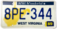 1989 West Virginia car license plate in very good plus condition