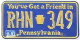 1991 Pennsylvania car license plate grading very good plus