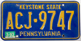 1993 Pennsylvania license plate grading excellent minus