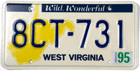 1995 West Virginia car license plate in very good plus condition