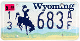 A single classic 2001 Wyoming passenger car license plate for sale by Brandywine General Store from Converse County