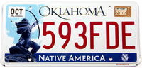 2009 Oklahoma car license plate featuring Sacred Rain Arrow grading excellent minus