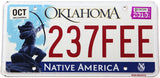 2010 Oklahoma Native America license plate grading excellent minus